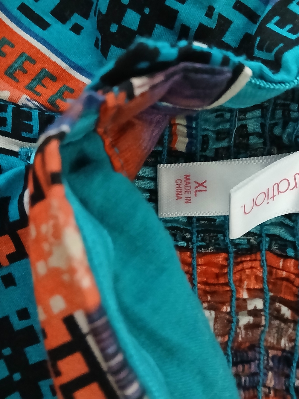 Xhilaration Strapless Multicolor Printed Sundress - Teal, Orange, Blue - Picture 4 of 4